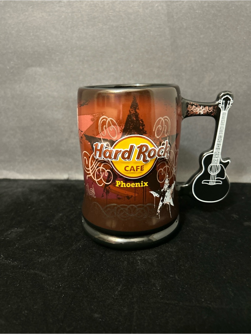 Hard Rock Cafe Phoenix Brown and Black Mug with Guitar Handle